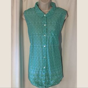 J jill turquoise tie front sleeveless top size XL